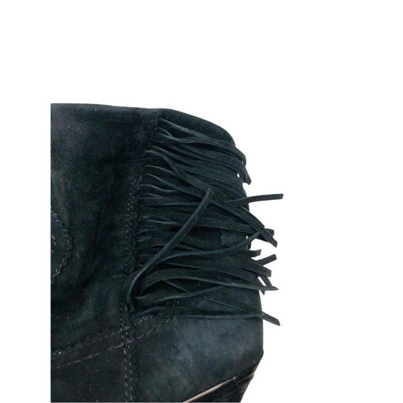 Sam Edelman women's sz 7 black suede leather fringe zip ankle boot - Picture 5 of 8